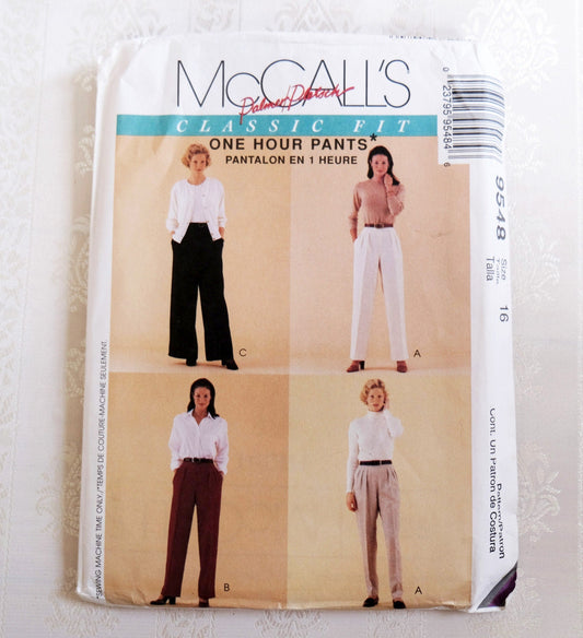 McCall's 9548, pants pattern classic fit, Size 16