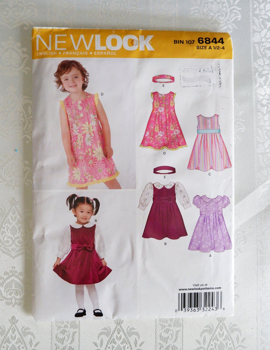 New Look 6844, toddlers dress pattern, Sizes 1/2-4 years