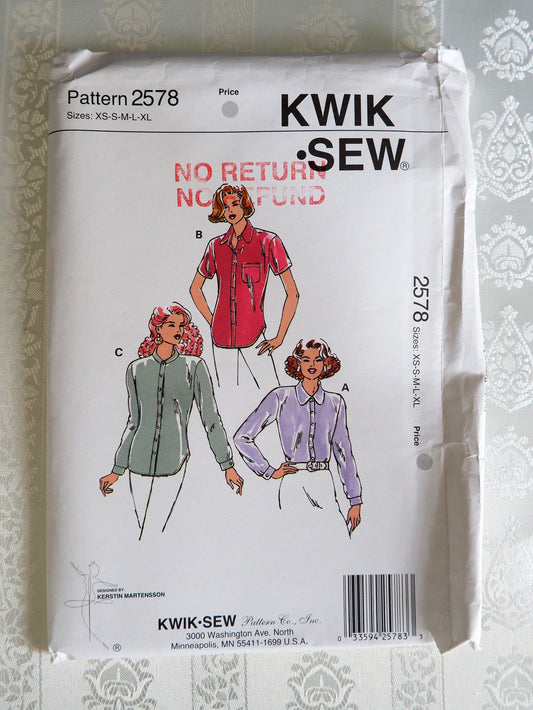 Kwik Sew 2578, Blouse pattern, Sizes XS - XL