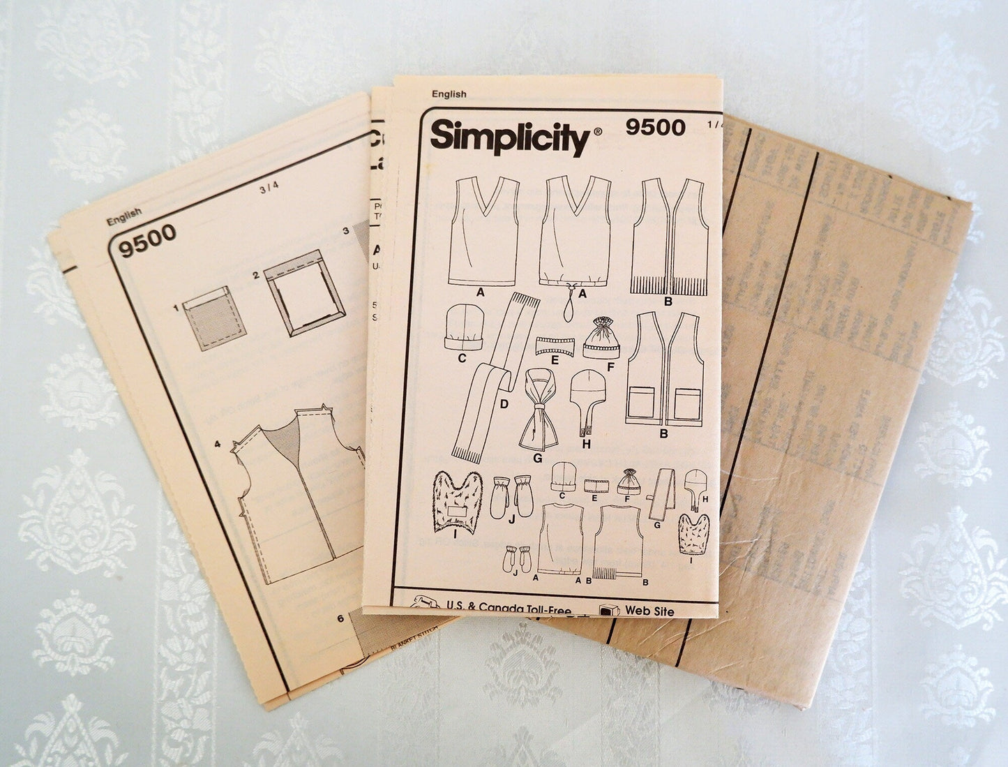 Simplicity 9500, vests accessories and hats pattern