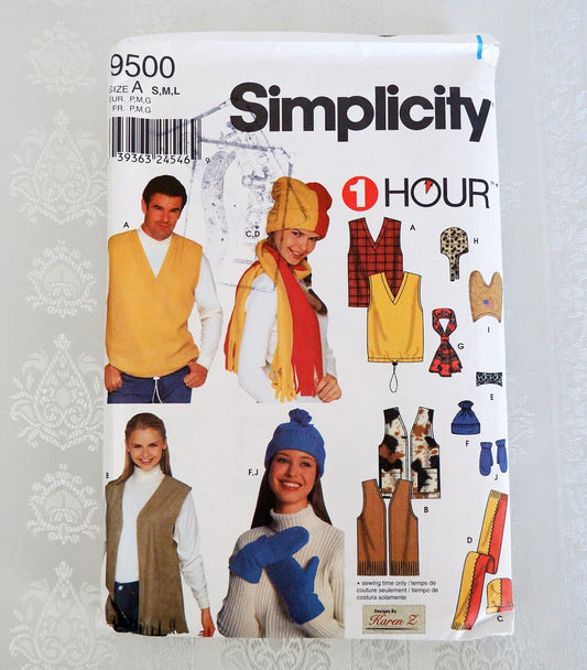 Simplicity 9500, vests accessories and hats pattern