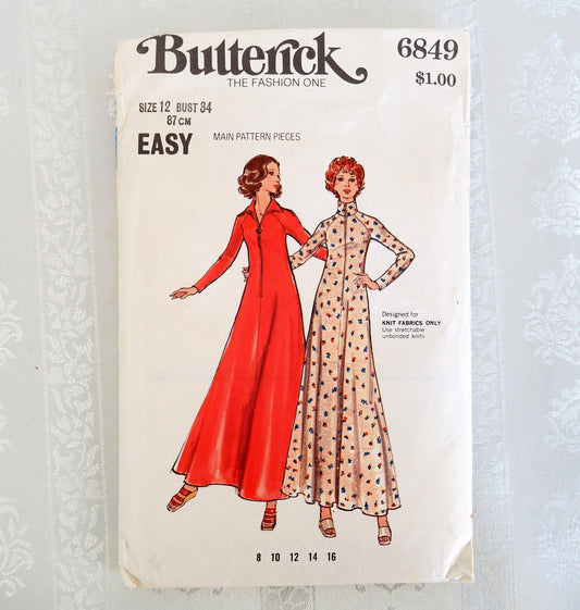 Butterick 6849, lounge dress pattern, Size 12