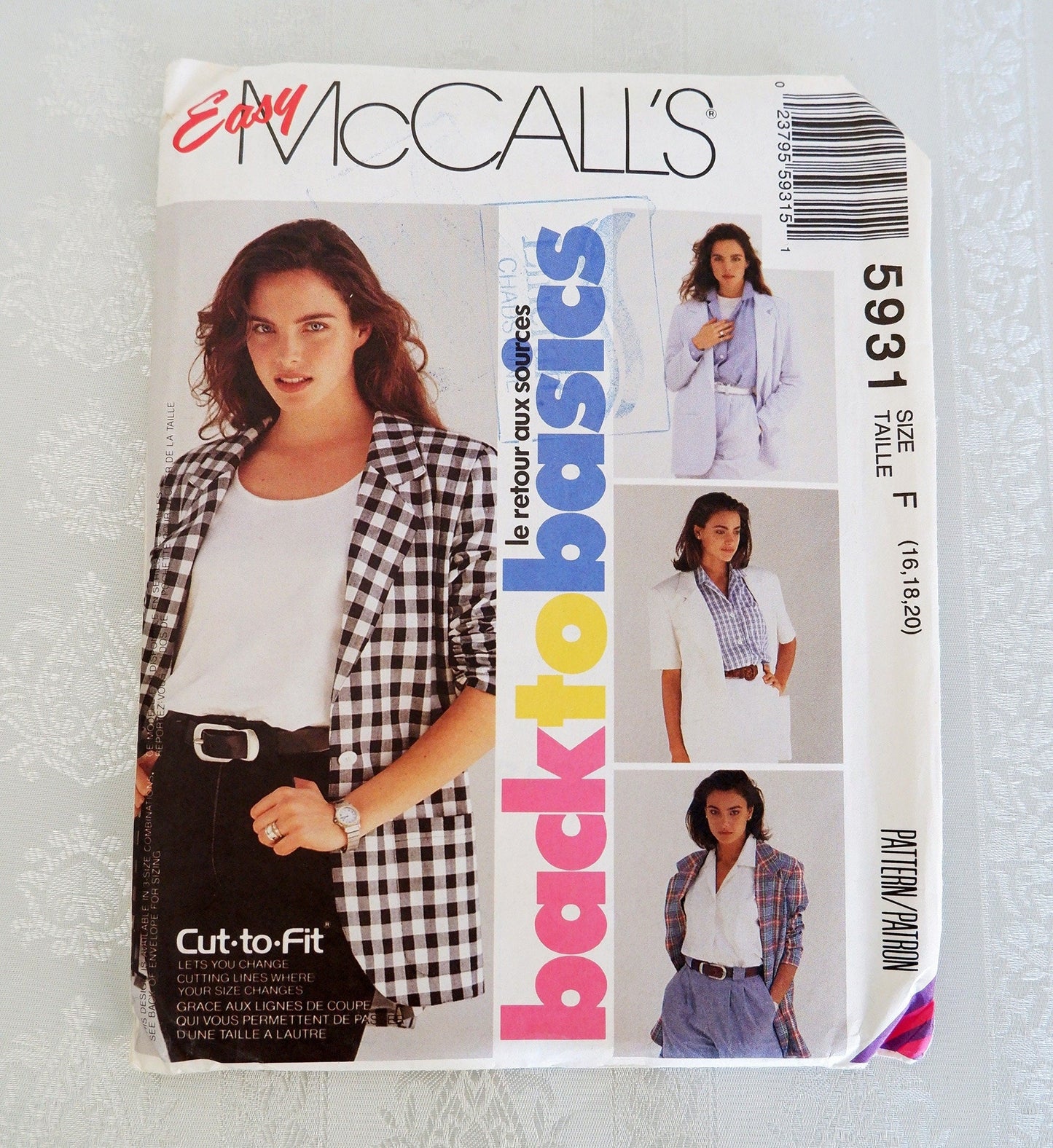 McCall's 5931, unlined jacket pattern, Sizes 16 - 20