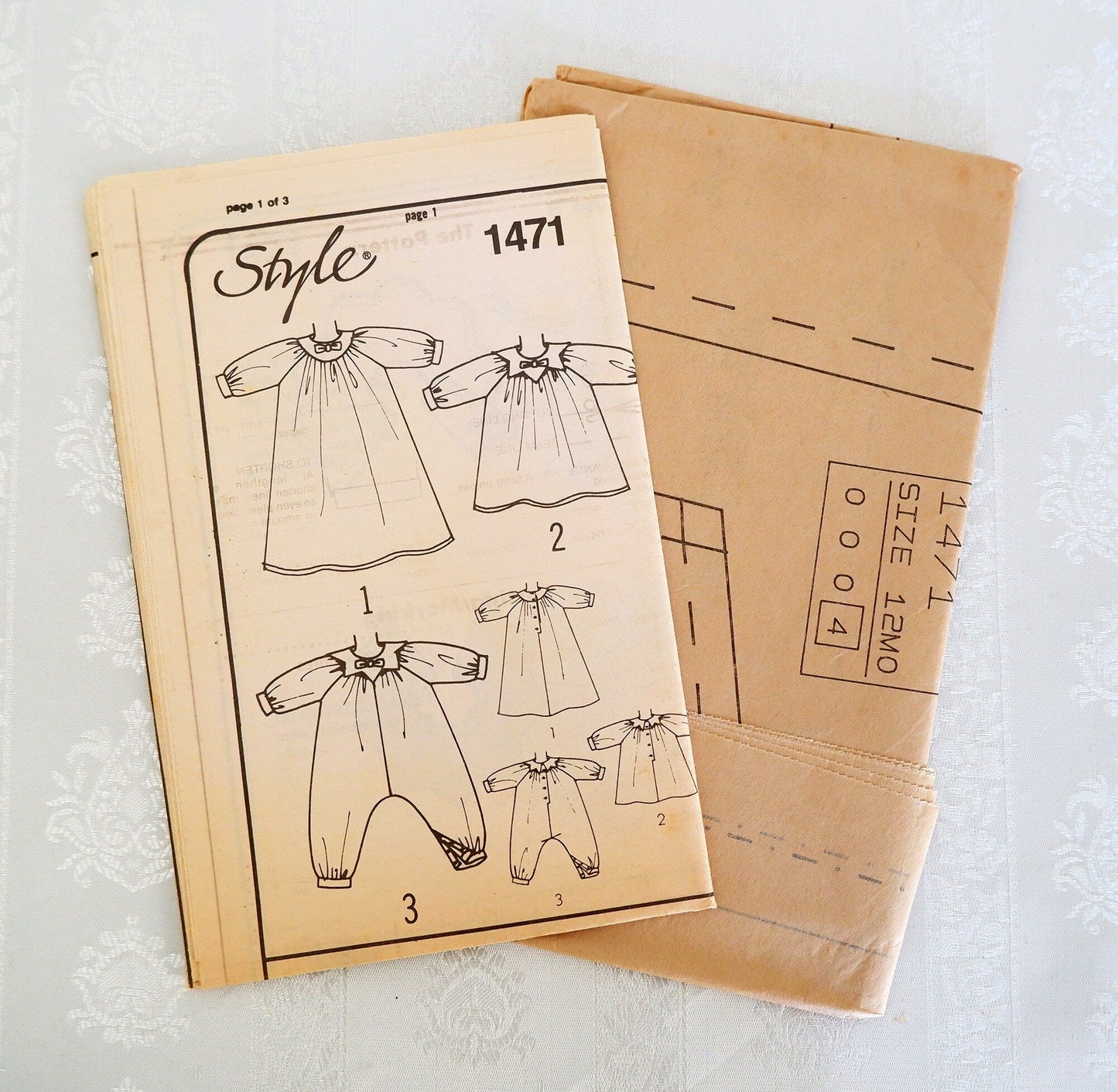 Style 1471, babies dress or rompers pattern, Size 12m
