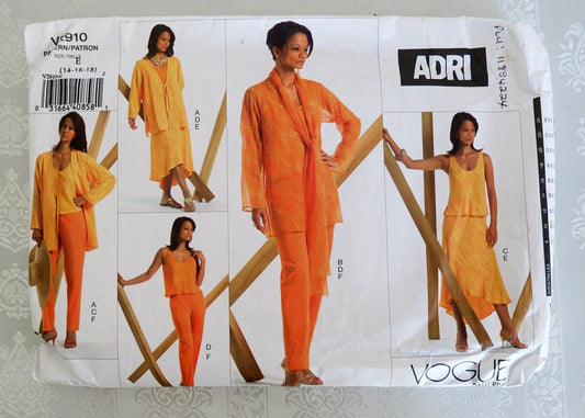 Vogue V2910, jackets tops skirt and pants pattern. Sizes 14 - 18