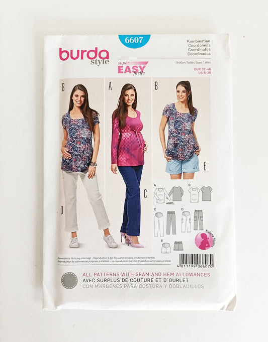 Burda 6607 Maternity clothing pattern. Sizes 6 to 20