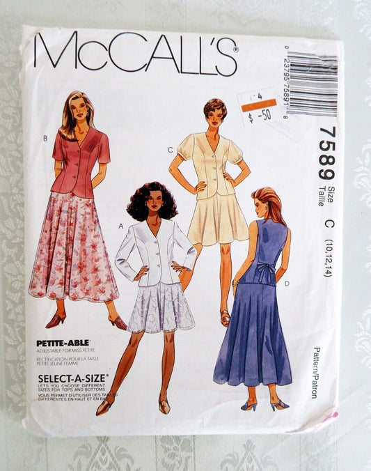 McCall's 7589, jacket vest and skirt pattern, sizes 10 - 14