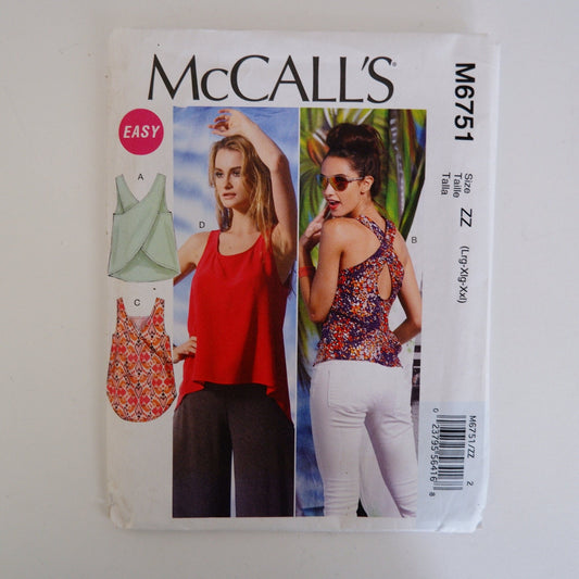 McCall's M6751, Misses tops pattern,Sizes L - XXL