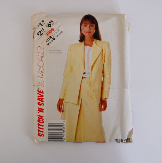 McCall's 3505, lined jacket and skirt pattern, sizes 14 - 18