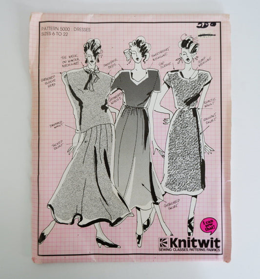 Knitwit Pattern 5000, Women's Dresses, Sizes 6 - 22