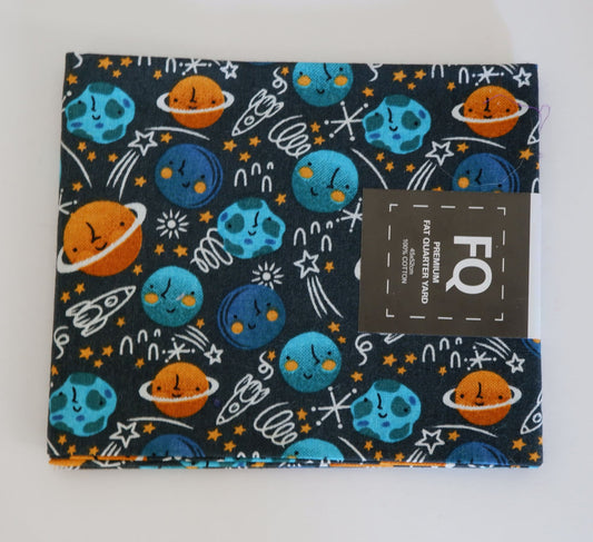 Fat Quarter Yard - Space, Planets and Stars - 100% Cotton Fabric