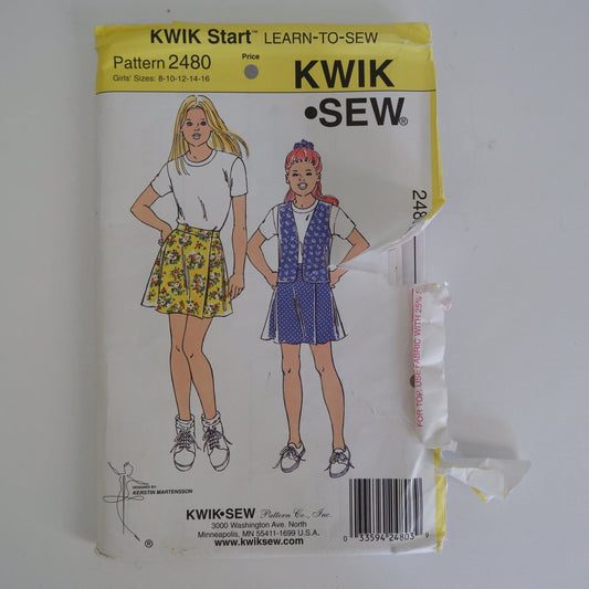 Kwik Sew 2480 Girls skirt vest and top pattern Sizes 8 - 16